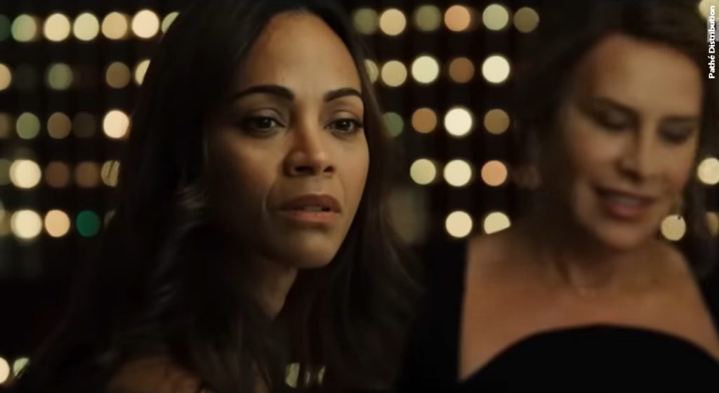 Rita (Zoe Saldaña) and the title character(Karla Sofía Gascón) meet for the first time... perhaps?... in "Emilia Perez".